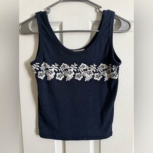 Floral Print Navy Tank Top